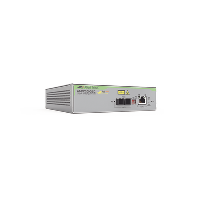 Convertidor de medios Gigabit Ethernet PoE+ a fibra óptica, conector SC, multimodo (MMF), distancia hasta 550 m