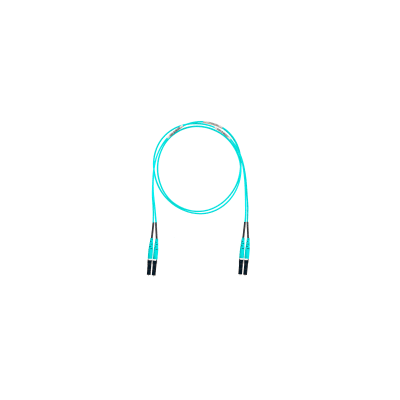 Jumper de Fibra Óptica Multimodo 50/125 OM4, LC-LC Duplex, OFNR (Riser), Color Aqua, 12 Metros (39.37 Pies)
