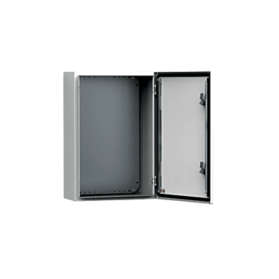 Gabinete de Uso Exterior MAS 500 x 400 x 210 mm NEMA 4/12/13; IP66; IK10 de Acero Dulce 1.5 mm con Platina de Montaje Incluida Color Gris Claro