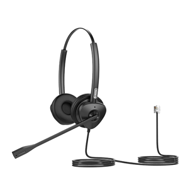 Diadema Binaural con Audio HD y Brazo Ajustable de 260°, Conexión RJ9 y Sonido de Alta Definición