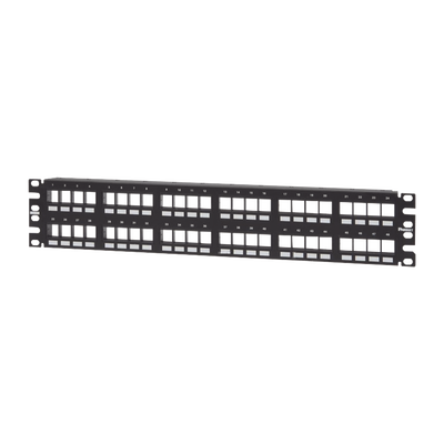 Panel de Parcheo Modular Keystone (Sin Conectores), Numerado y Espacio para Etiquetas, de 48 Puertos, 2UR