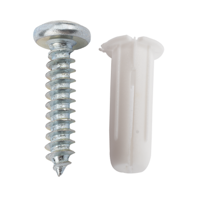 Paquete de 20 taquetes blancos  3/4" y 20 tornillos 8mm x 3/4" (1101-05002)