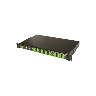 Splitter PON Tipo Panel de 1X32, con Conectores SCA de Entrada y SCA de Salida, 1UR, Color Negro