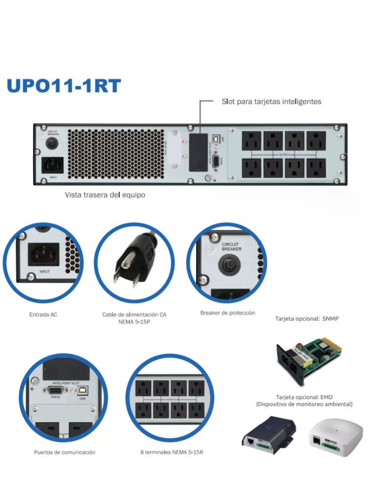 CDP UPO11-1RT - UPS / 1000VA / 900W / 8 Terminales / 4 Terminales programables / Pantalla LCD / 5min. a carga completa / - Imagen 3