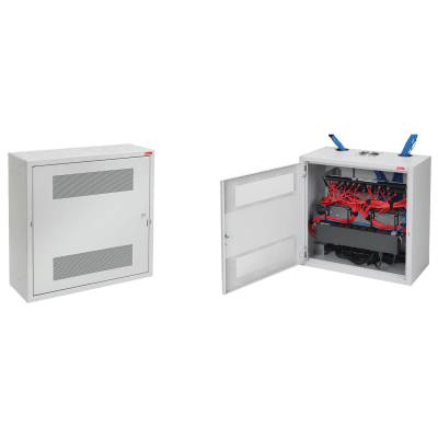 Gabinete Rack 19" / 6U / Acero /  1219x610x313 mm / Color Gris Claro RAL 7035 / Puerta Frontal Abatible / Acceso Conveniente / Retail y Puntos Públicos