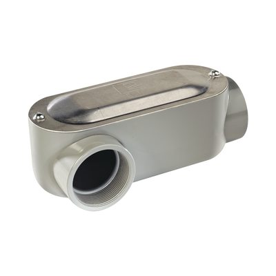 Caja oval roscada tipo LR de 1 1/4" (31.8 mm) Incluye tapa y tornillos.