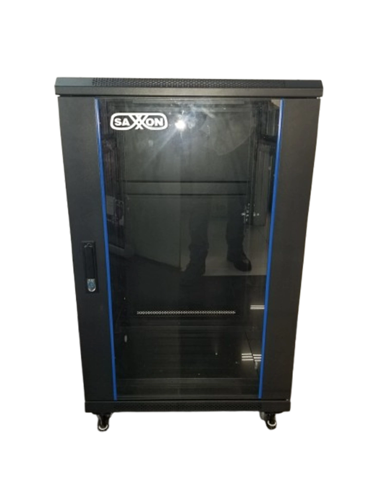 SAXXON SXR18U6618S - Gabinete de Piso color Negro / 18UR / Puerta de Vidrio Templado / Alto 100 cm / Ancho 60 cm / Profundidad 60 cm - Imagen 3