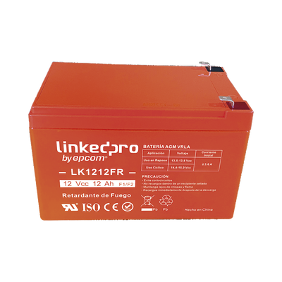 Batería de respaldo 12 V 12 Ah AGM | Certificada UL94-V0 Retardante a la Flama  | Especial para Seguridad Electrónica | Vida útil 5 años | Terminales F1  + Adaptador F2