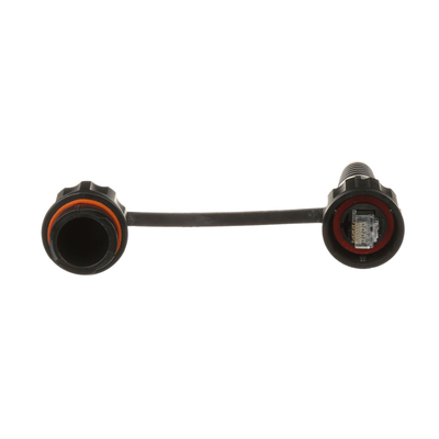 Conector Plug RJ45 de Uso Industrial Blindado, Categoría 5e, 24AWG, con Tapa Protectora, Protección IP67