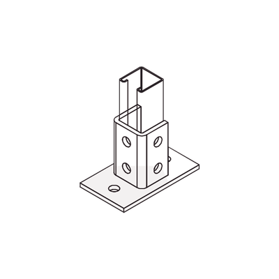 Base Rectangular con 2 perforaciones para Perfil Sencillo.