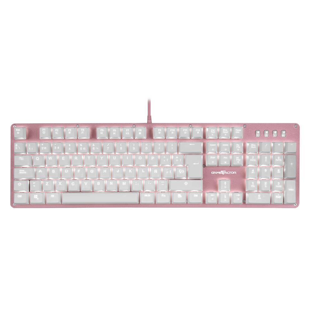TECLADO MECANICO GAME FACTOR LUZ BLANCA/SWT BLUE/USB/ROSA KBG400-PK-BL