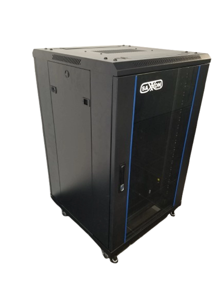 SAXXON SXR18U6618S - Gabinete de Piso color Negro / 18UR / Puerta de Vidrio Templado / Alto 100 cm / Ancho 60 cm / Profundidad 60 cm - Imagen 4