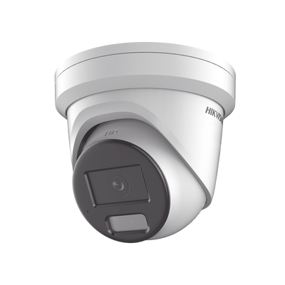 Turret IP 8 Megapixel (4K) / Lente 2.8 mm / Dual Light (40 mts IR + 40 mts Luz Blanca) / DARKFIGHTER S / Exterior IP67 / Microfono Integrado / WDR 130 dB / 4 Analíticos: AcuSense, Deteccion Facial, Conteo de Personas por Cruce y Zona