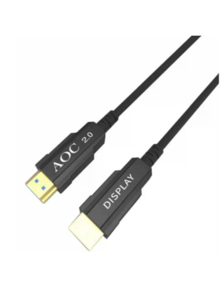 SAXXON HDMI-OF300 - Cable HDMI de 30 Metros por Fibra Óptica 4K@60Hz / Fibra 4 hilos + 7 hilos cobre estañado / Compatible con HDMI 2.0 / Alta velocidad 18 Gbps / 3D / HDR / Caja de Aleación de Zinc / Calidad Premium