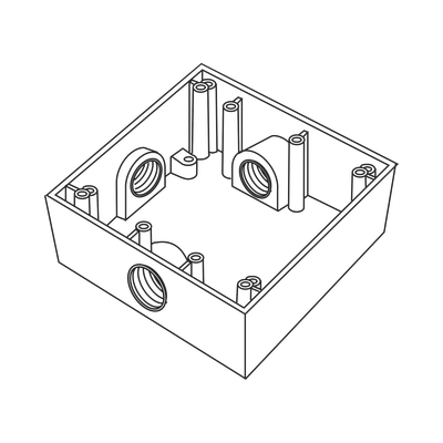 Caja Cuadrada de 3/4" (19.05 mm) a Prueba de Intemperie/ Cuenta con 3 bocas.