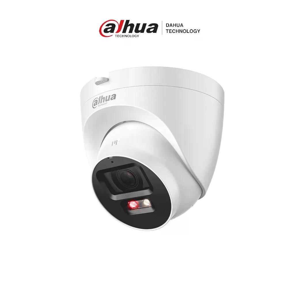 Dahua HAC-ME1239HN-A-PV - Cámara Domo TiOC de 2 Megapixeles/ Disuasion Activa Luz Roja y Azul/  Lente de 3.6 mm/ Super Adapt/ Microfono y Altavoz Integrados/ 40 Metros de Iluminación (IR y Cálida)/ Metalica/ IP67/