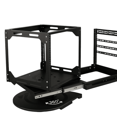Rack Deslizable y Giratorio | Estructura Abierta | 360° Rotación | 10U-12U-15U | Hasta 68 kg | Cable Management | EIA/ECA-310-E