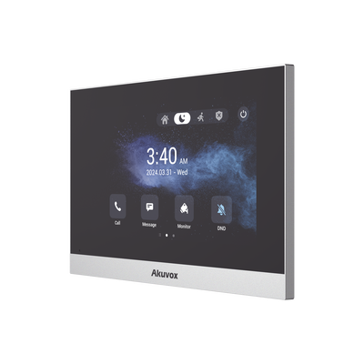 Monitor ANDROID / Soporta APP Android / Pantalla Touch Screen LCD 7" / WiFi / Punto WIFI / Bluetooth / PoE / SIP / 8 Entradas de Alarma / 1 Salida de Relé / Comunicación con App de Familiares / Administración 100 % en la Nube
