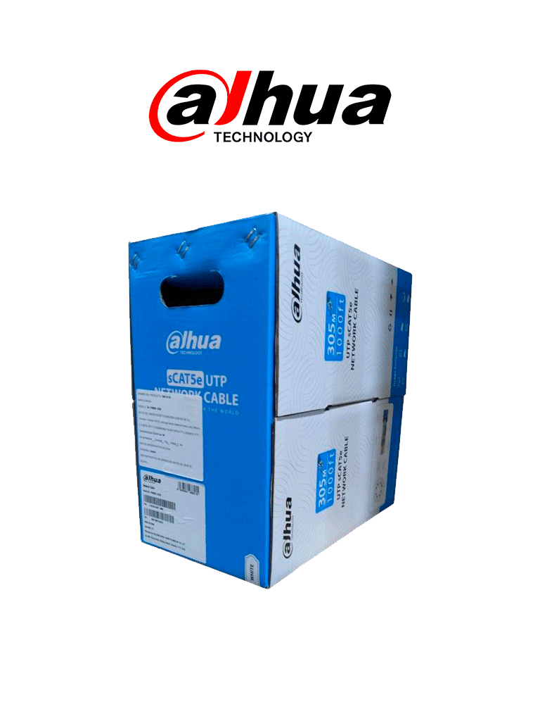 DAHUA PFM920I-5EUN - Bobina de cable UTP blanco, 100% cobre, categoría 5e, 305 metros. Ideal para video y redes, cumple con CPR Eca y es compatible con alimentación PoE para un rendimiento óptimo.