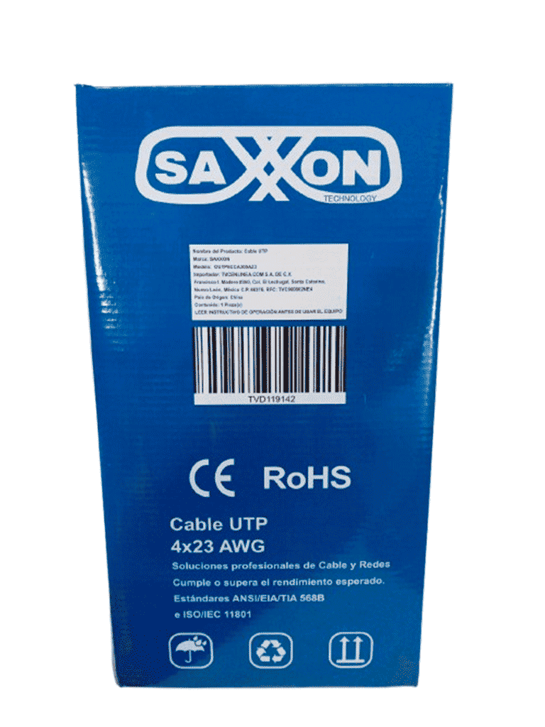 SAXXON OUTP6CCA305AZ3 - Cable UTP CCA / Categoria 6 / Color azul obscuro / Interior / 305 Mts / Redes / Video / 4 Pares - Imagen 4
