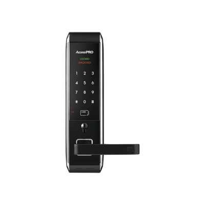 Cerradura inteligente para puertas con doble cerrojo/teclado Touch Screen, Apertura con tarjeta Mifare /Contraseña y Llave de emergencia 