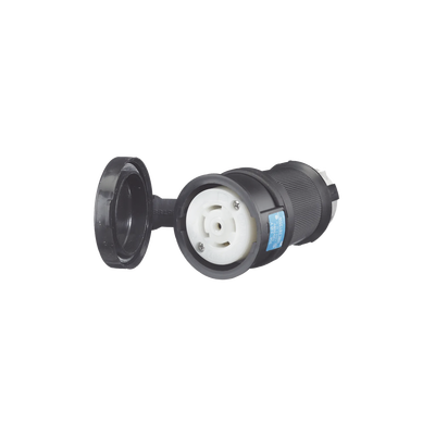 Conector Industrial con Bloqueo de Media Vuelta / 30 A 120/208 V CA / Nema L21-30R / 4 Polos 5 Hilos / Color Blanco y Negro / Grado Industrial