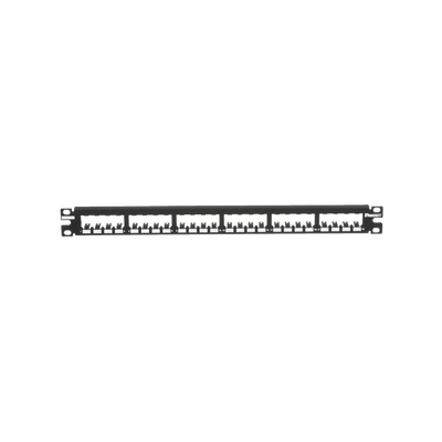 Panel de Parcheo Modular Mini-Com (Sin Conectores), Plano, Totalmente Blindado, de 24 Puertos, 1UR