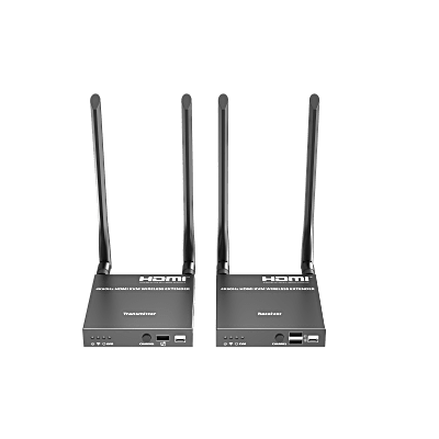 Extensor Inalámbrico HDMI| Con KVM | 4K@60Hz 4096x2160 | Tecnología ipcolor | Banda 5G 5.18-5.24 GHz | Distancia 50 m | Conexión de Hasta 1 a 4 