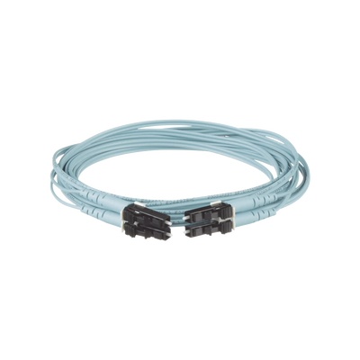Jumper de Fibra Optica Multimodo 50/125 OM3, LC-LC Duplex, OFNR (Riser), Color Aqua, 25 Metros (82.02 Pies)