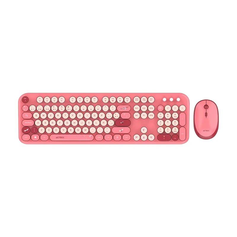 KIT DE TECLADO Y MOUSE ACTECK AC 940207 CREATOR CHIC K COLORS MK485 INALAMBRICO RF ROSA