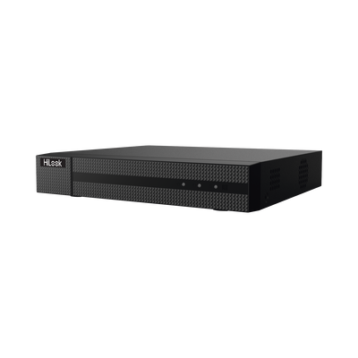 DVR 4 Megapixel Pentahíbrido / 4 Canales TURBOHD + 2 Canal IP / 1 Bahía de Disco Duro / H.265+ / 1 Canal de Audio / Audio por Coaxitron / Salida de Vídeo Full HD