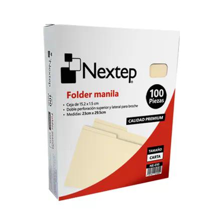NEXTEP FOLDER MANILA ECONOMICO, NE-010, TAMAÑO CARTA , GRAMAJE 135GR, PAQUETE C/100 PIEZAS