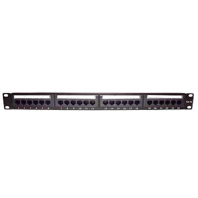 Panel de Parcheo de Impacto (110) UTP de 24 Puertos Cat5e, 19 Pulgadas con Barra para Organizar Cable