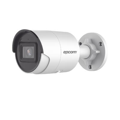 Bala IP 4 Megapixel / Lente 2.8 mm / 40 mts IR EXIR / IP67 / WDR 120 dB / PoE / Micrófono Integrado / ACUSENSE (Filtro de Falsas Alarmas) / Ultra Baja Iluminación
