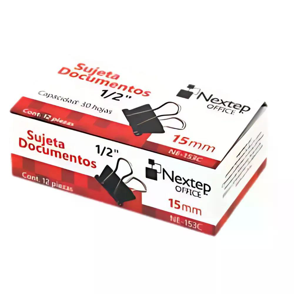 SUJETA DOCUMENTOS NEXTEP MINI 15MM (1/2") 12 PZAS NE-153C