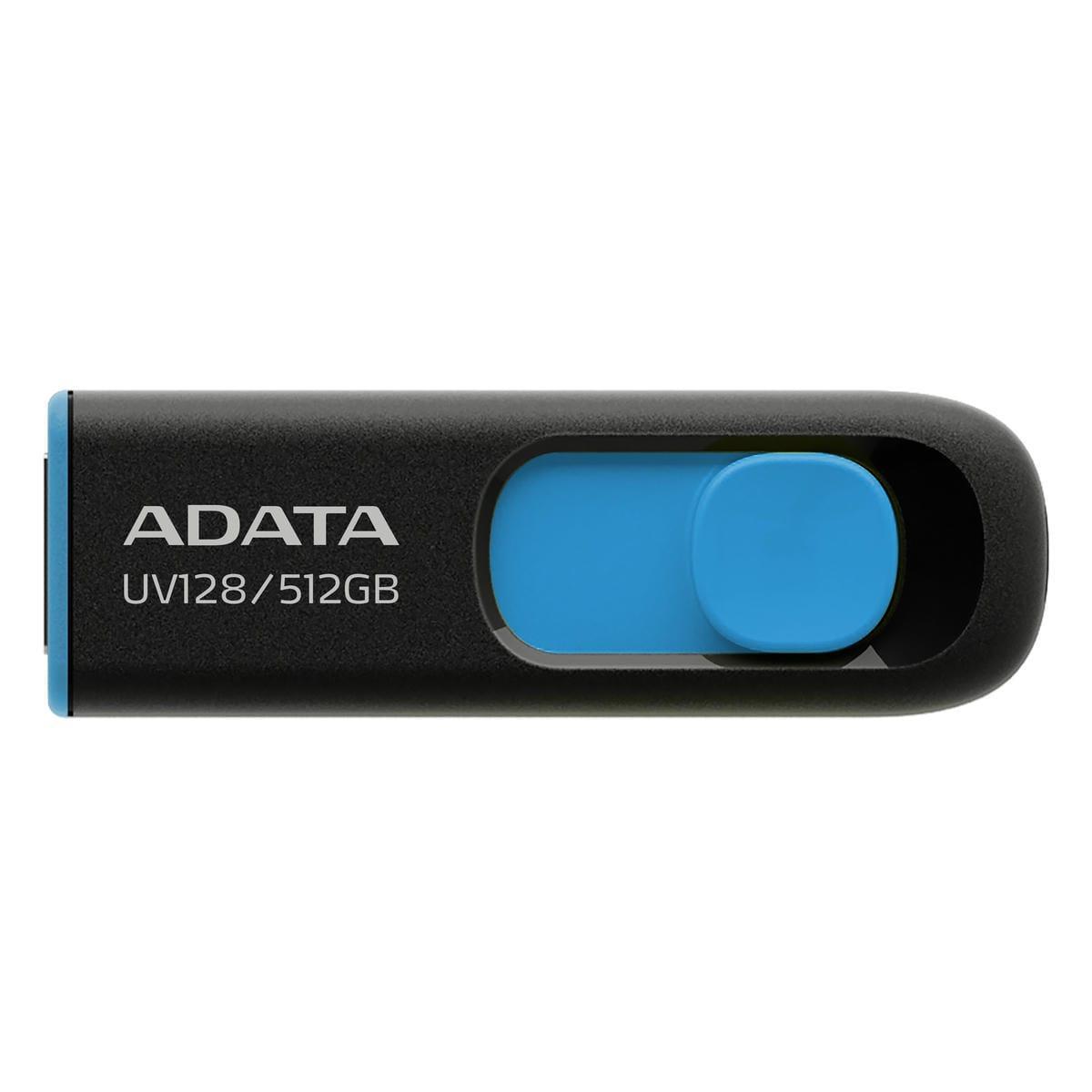 MEMORIA FLASH ADATA UV128 512GB USB 3.2 NEGRO/AZUL (AUV128-512G-RBE)