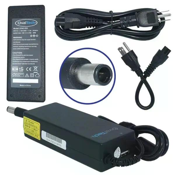 CARGADOR PARA LAPTOP OVALTECH  OTAC E53 PUNTA DE 7.4 X 5.0MM PUERTO USB DE 5V 2.1 AMPERIOS NEGRO