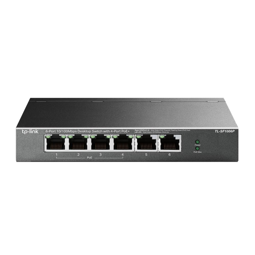 TP-LINK SWITCH POE  6 PUERTOS 10/100MBPS/POE + 4PUERTOS/ TL-SF1006P