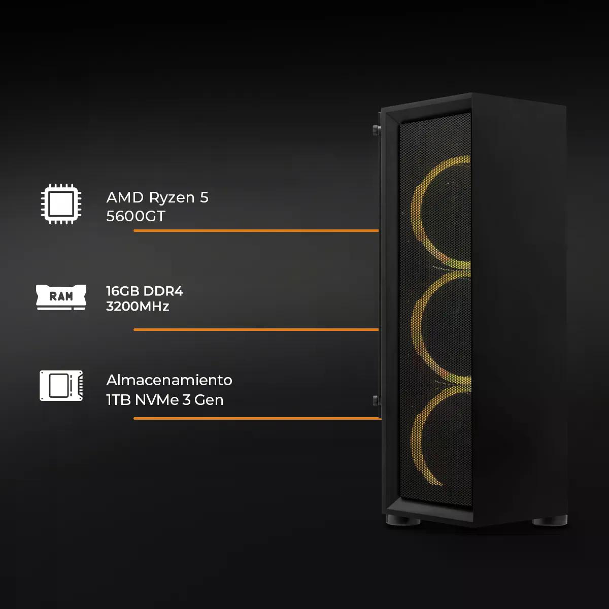 PC GAMER YEYIAN VENTLE RYZEN 5 5600GT 16GB DDR4 1TB M.2 WIN 11 DEMO YPA-VE56GTC-01M