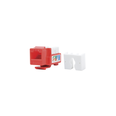 Módulo Jack Keystone Cat5e con Terminación 110 (Punchdown) para Faceplate - Color Rojo