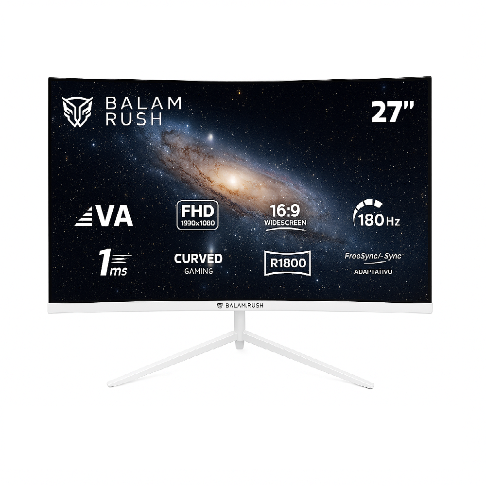 MONITOR GAMER CURVO BALAM RUSH ANDROMEDA LED 27" 1920X1080 FHD G SYNC/FREESYNC 180HZ HDMI/DISPLAYPORT BLANCO