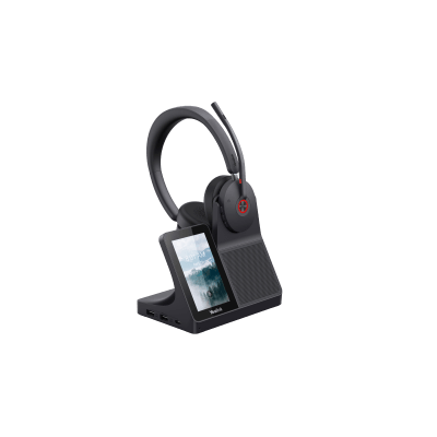 Diadema Inalámbrica WH68 con Estación de Trabajo Yealink DECT y Pantalla Táctil de 4” para Comunicación Profesional