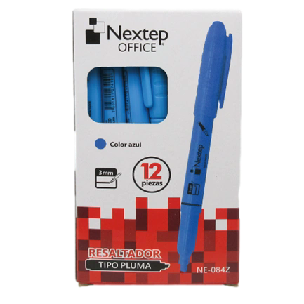 MARCADOR NEXTEP TIPO PLUMA CINCEL COLOR AZUL C/12PZAS NE-084Z