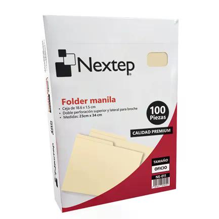 NEXTEP FOLDER MANILA ECONOMICO, NE-011, TAMAÑO OFICIO , GRAMAJE 135GR, PAQUETE C/100 PIEZAS