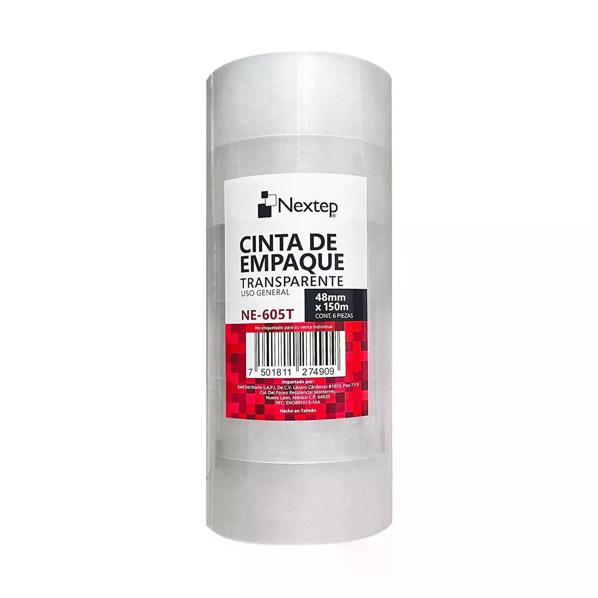 CINTA TRANSPARENTE NEXTEP USO GENERAL TAMAÑO 48MM X 150M PAQUETE/6 PZAS, NE-605T