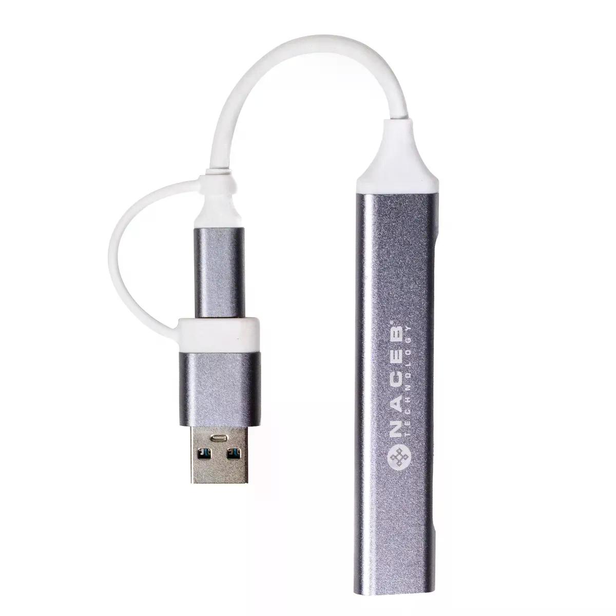 HUB NACEB USB C/USB 4 EN 1 USB 3.0/USB 2.0
