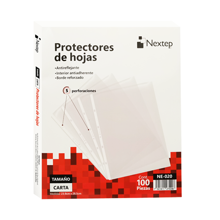 MICA ECONÓMICA NEXTEP, PROTECTOR DE HOJA TAMAÑO CARTA C/100 PIEZAS, NE-020