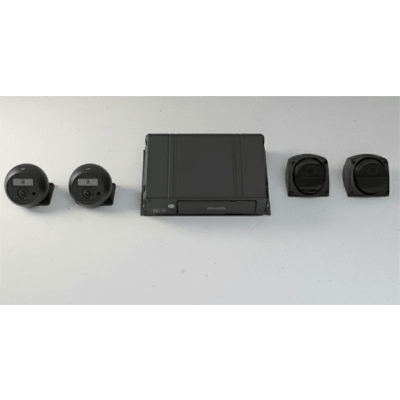 Kit DVR Móvil / 2 Cámaras Interior + 2 Cámaras Exterior / (1080p) / 4 Canales TURBOHD / Tecnología IA Integrada / Soporta 4G / GPS / Sensor G / Soporta 2 Memorias SD (512 GB total) 
