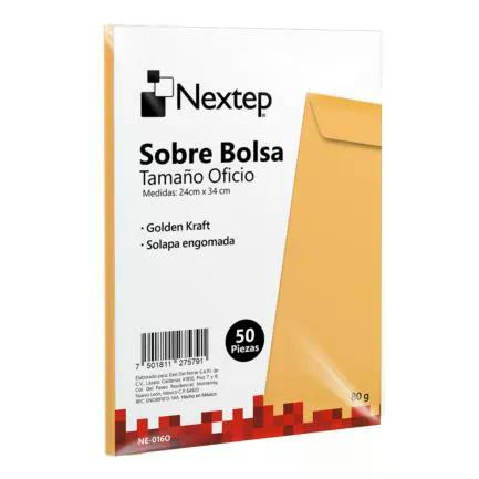 SOBRE BOLSA ECONÓMICO NEXTEP TAMAÑO OFICIO CON SOLAPA ENGOMADA PAQUETE C/50 NE-016O
