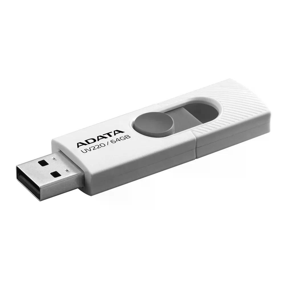 MEMORIA USB AD0ATA UV220, 64GB, USB 2.0, GRIS/BLANCO (AUV220-64G-RWHGY)
